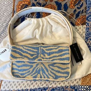 STAUD 🦓Zebra//Baby blue beaded bag